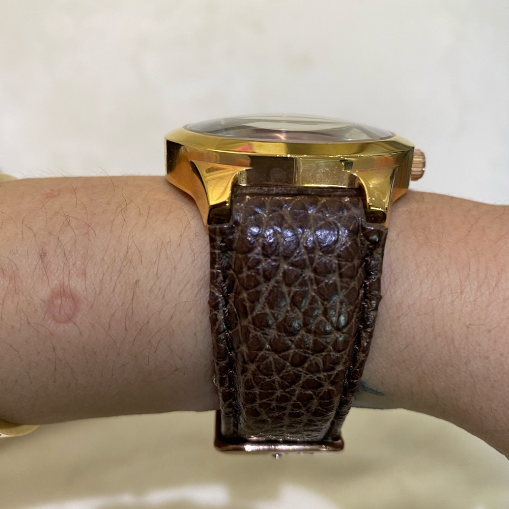 TOUS ROSE GOLD AND CROC LEATHER BELT - Picture 3 of 7